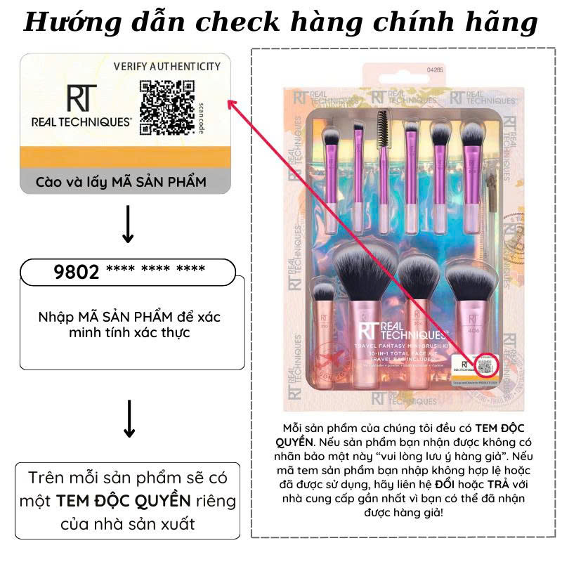 Bộ Cọ Trang Điểm 10 Cây Mini RT REAL TECHNIQUES Travel Fantasy 04285